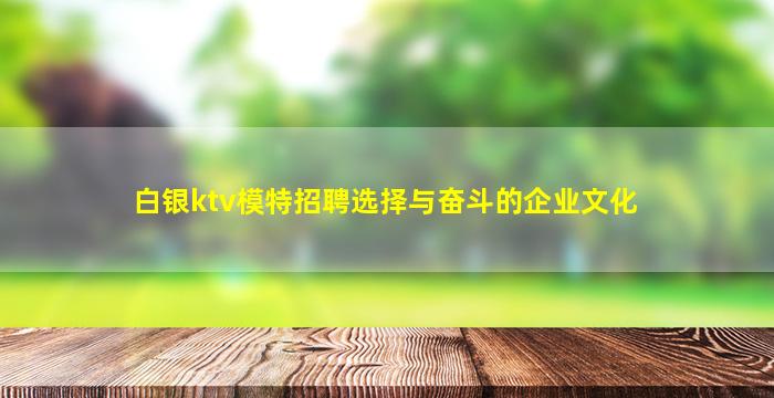 白银ktv模特招聘选择与奋斗的企业文化